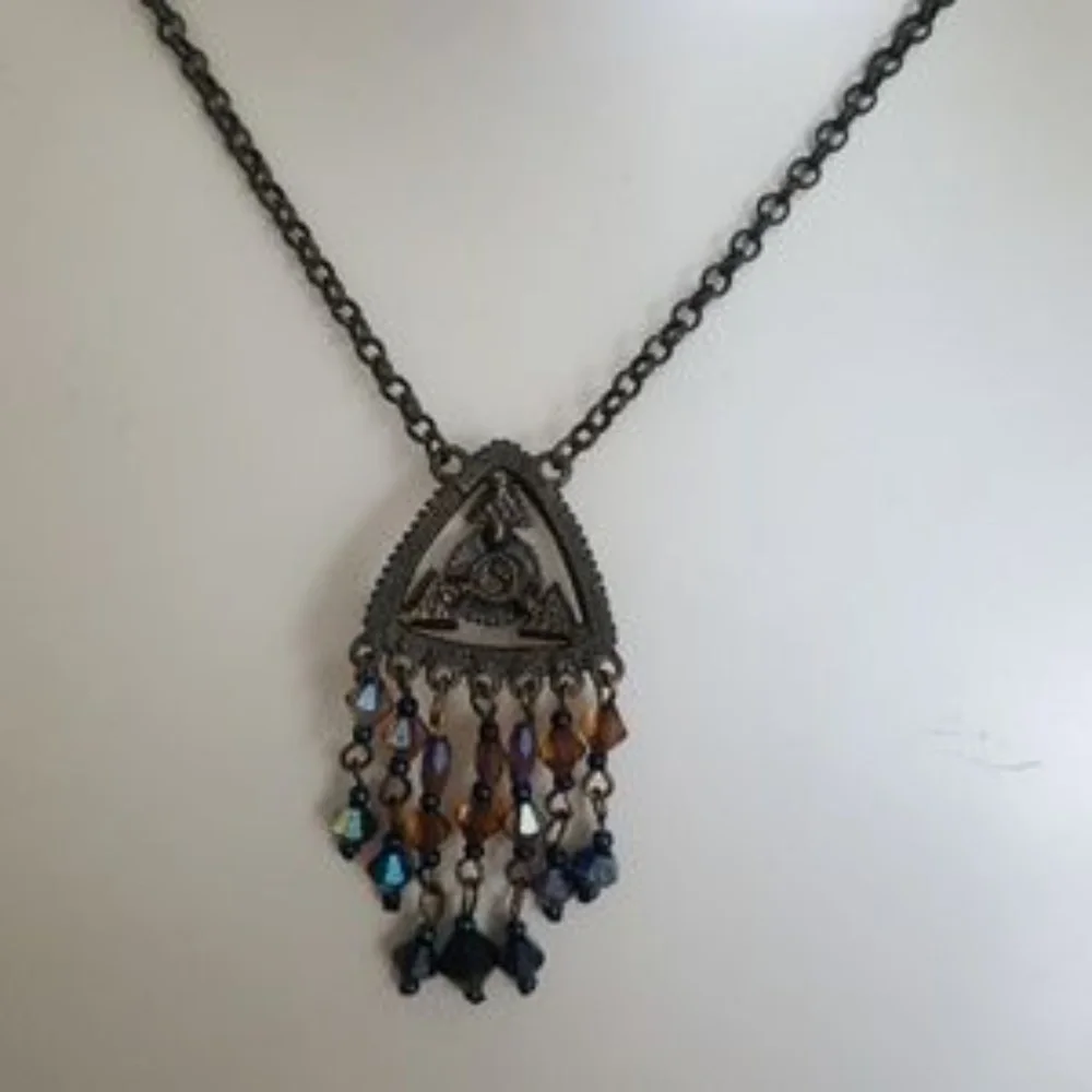 Necklace Earring Set Bronze Egyptian Style Gold  Swarovski Crystal Embellished - Picture 7 of 7